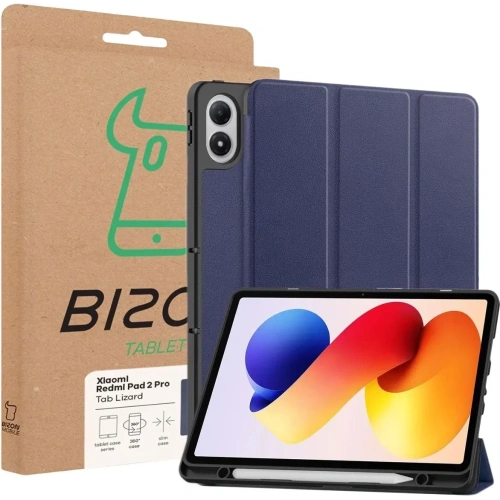 Etui z klapką Bizon Case Tab Lizard do Xiaomi Redmi Pad 2 Pro granatowe