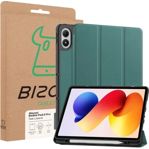 Etui z klapką Bizon Case Tab Lizard do Xiaomi Redmi Pad 2 Pro ciemnozielone