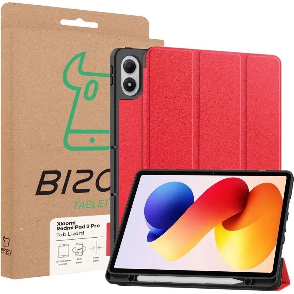 Etui z klapką Bizon Case Tab Lizard do Xiaomi Redmi Pad 2 Pro czerwone