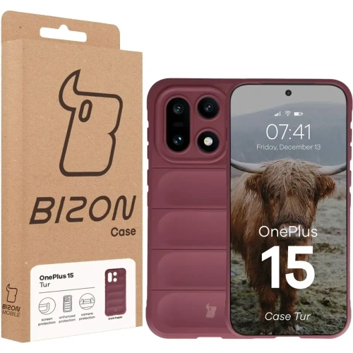 Pancerne etui Bizon Case Tur do OnePlus 15 burgundowe