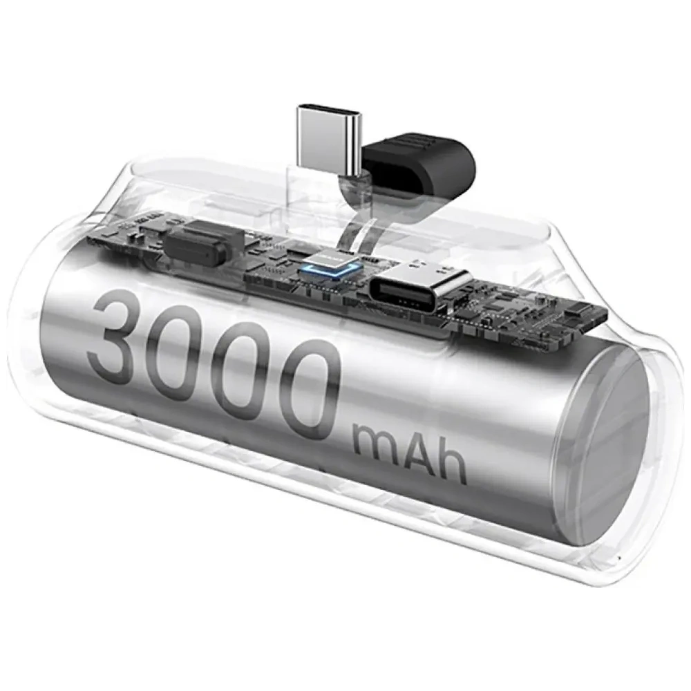 Powerbank USAMS PB79 Mini Tail Plug Portable 3000mAh USB-C srebrny