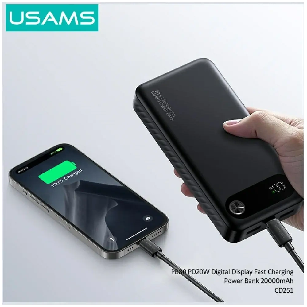 Powerbank USAMS PB80 PD20W 20000mAh biały
