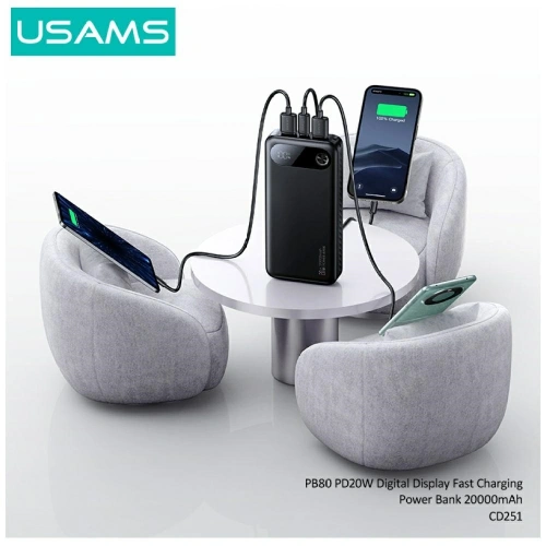 Powerbank USAMS PB80 PD20W 20000mAh biały