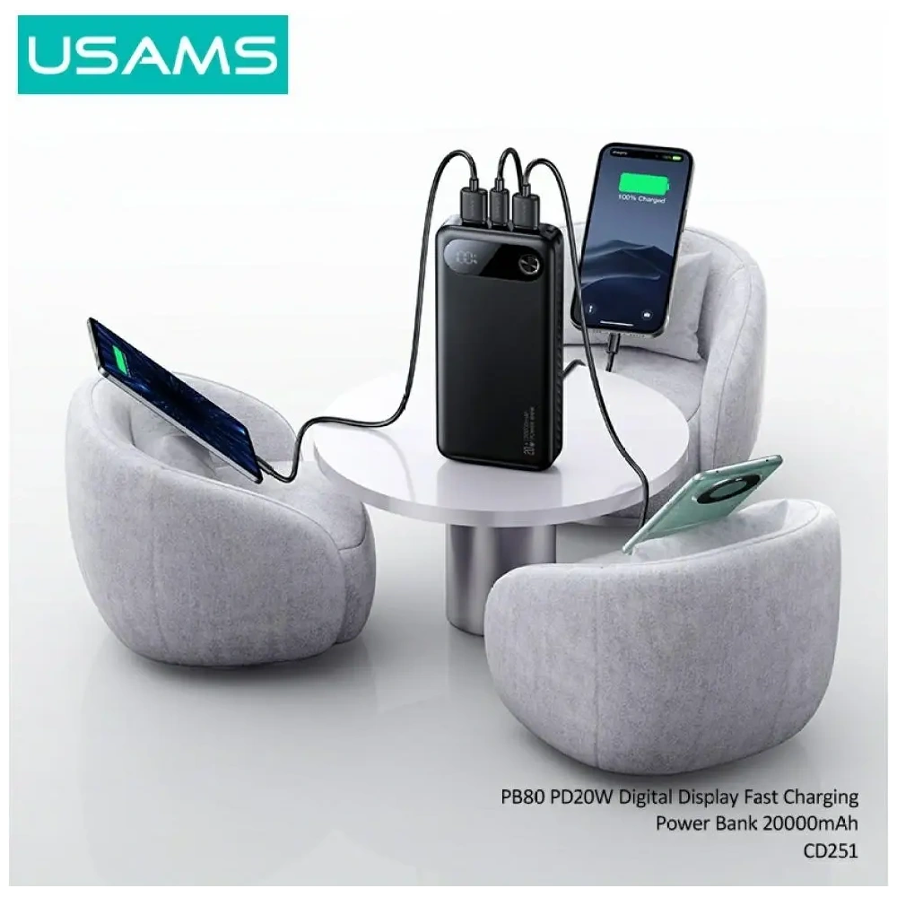 Powerbank USAMS PB80 PD20W 20000mAh czarny