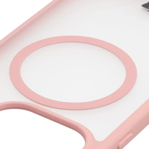 Etui z pierścieniem magnetycznym Bizon Case MatteO do OnePlus 15 przydymione-jasnoróżowe