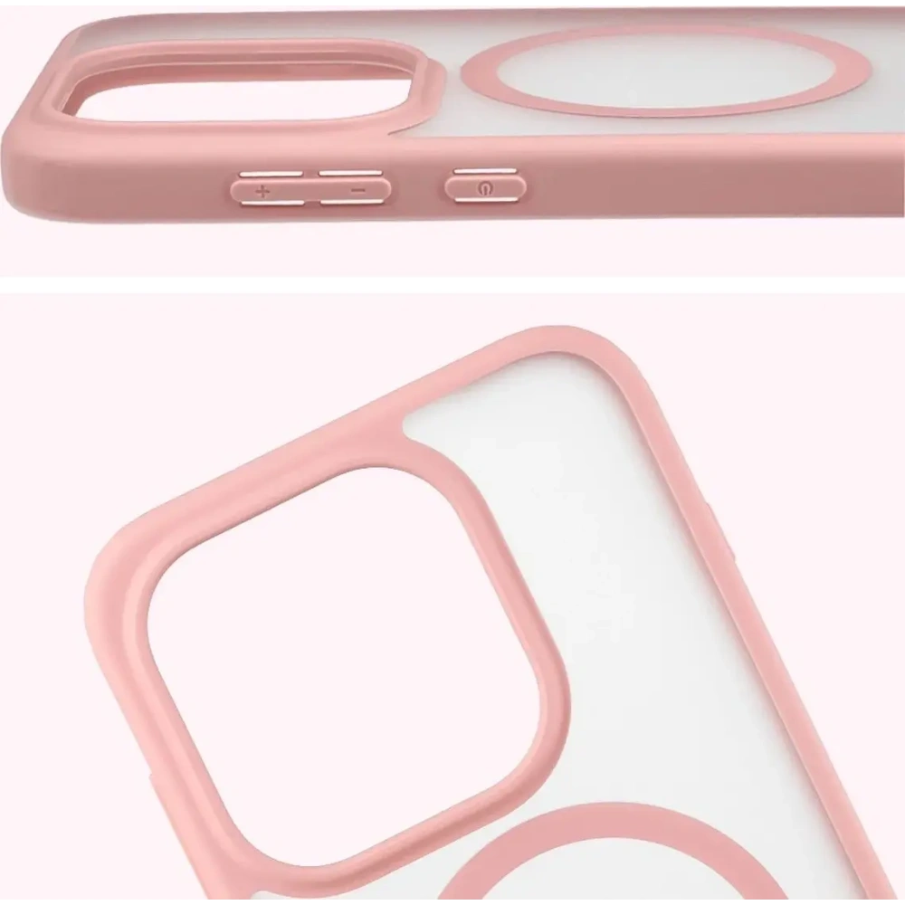 Etui z pierścieniem magnetycznym Bizon Case MatteO do OnePlus 15 przydymione-jasnoróżowe