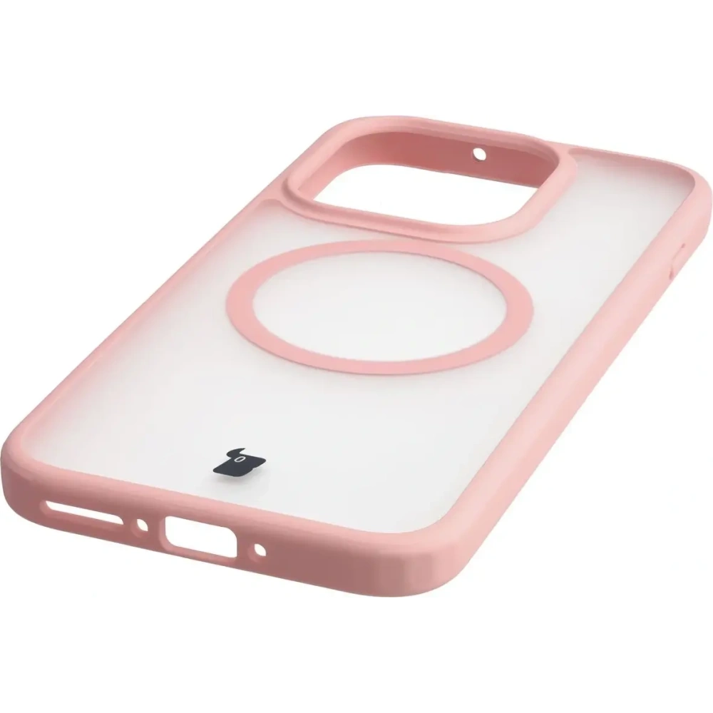 Etui z pierścieniem magnetycznym Bizon Case MatteO do OnePlus 15 przydymione-jasnoróżowe