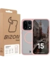 Etui z pierścieniem magnetycznym Bizon Case MatteO do OnePlus 15 przydymione-jasnoróżowe
