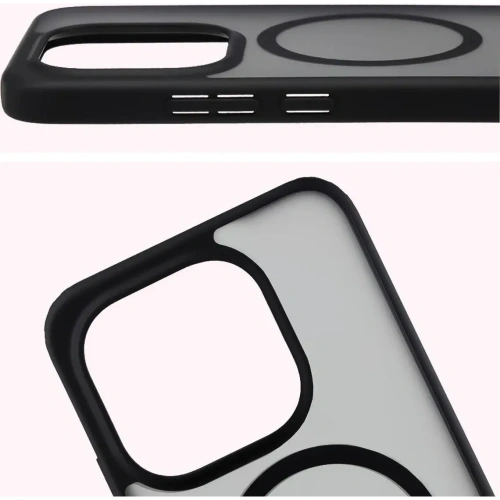 Etui z pierścieniem magnetycznym Bizon Case MatteO do Xiaomi 15T przydymione-czarne