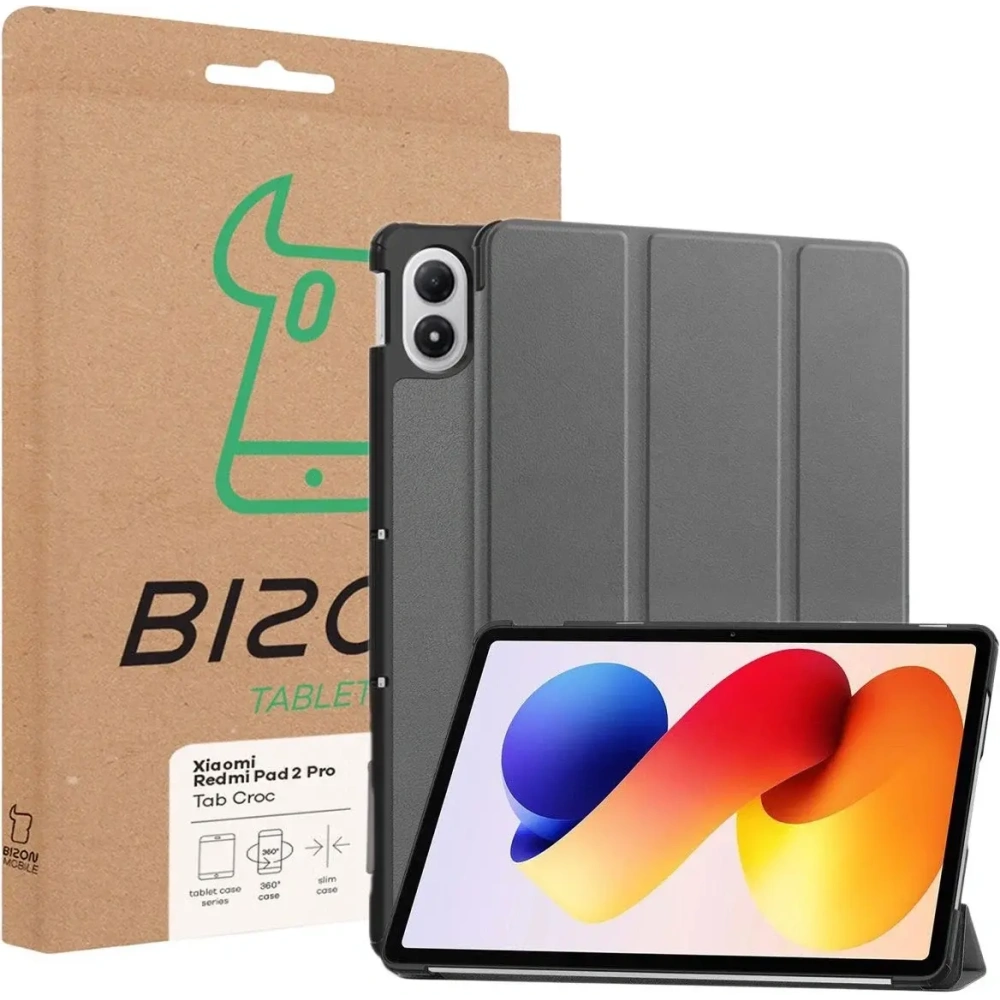 Etui z klapką Bizon Case Tab Croc do Xiaomi Redmi Pad 2 Pro szare