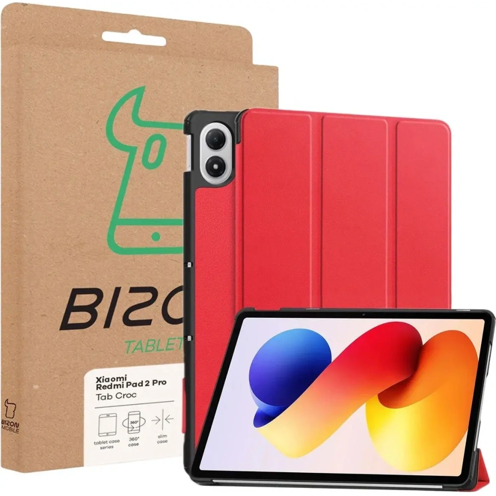 Etui z klapką Bizon Case Tab Croc do Xiaomi Redmi Pad 2 Pro czerwone