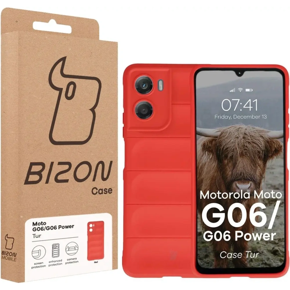 Pancerne etui Bizon Case Tur do Motorola Moto G06 4G / G06 Power 4 czerwone