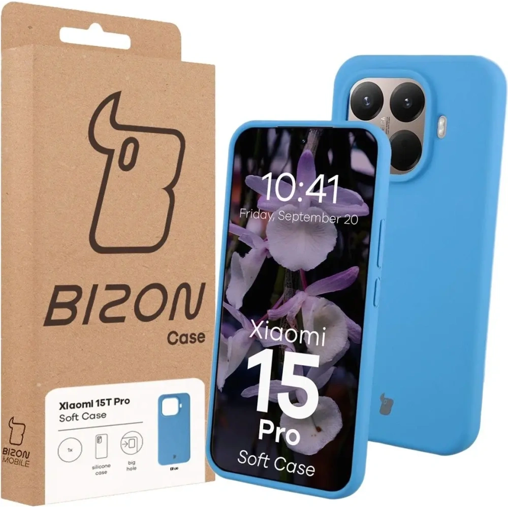 Silikonowe etui Bizon Soft Case do Xiaomi 15T Pro niebieskie