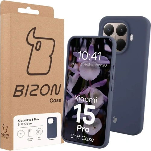 Silikonowe etui Bizon Soft Case do Xiaomi 15T Pro ciemnoniebieskie