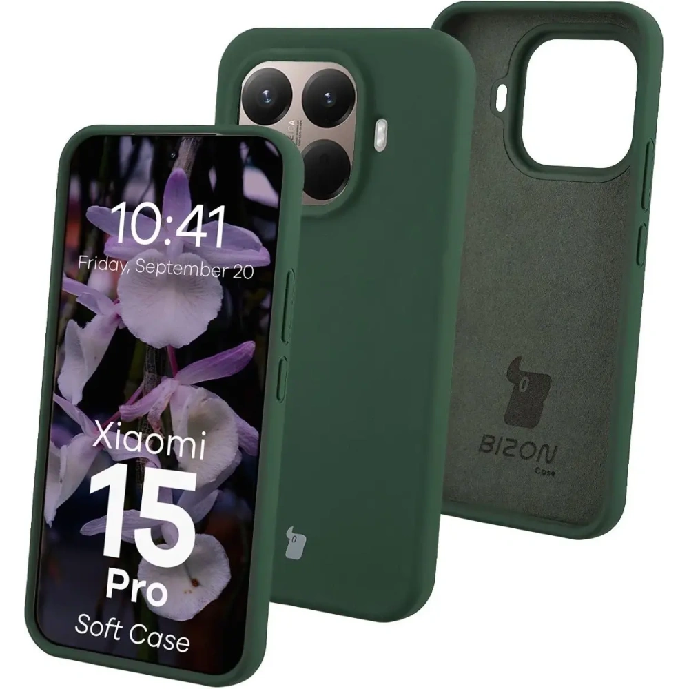 Silikonowe etui Bizon Soft Case do Xiaomi 15T Pro ciemnozielone