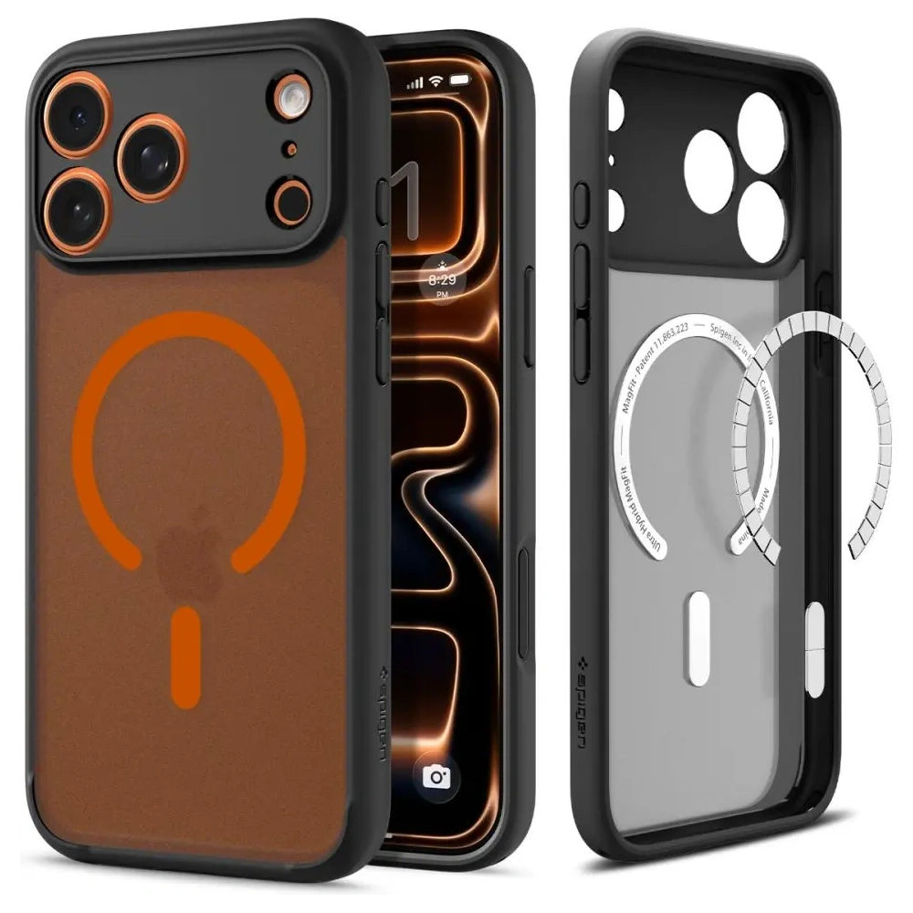 Etui Spigen Ultra Hybrid Mag MagSafe do Apple iPhone 17 Pro Max Frost Black/orange
