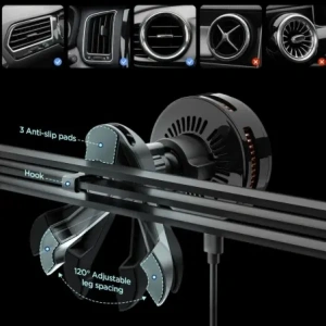 Uchwyt samochodowy do kratki z ładowarką indukcyjną Spigen Essential EV25MFAQ Qi2.2 Peltier Magnetic MagSafe Vent Car Mount Wireless Charger Black