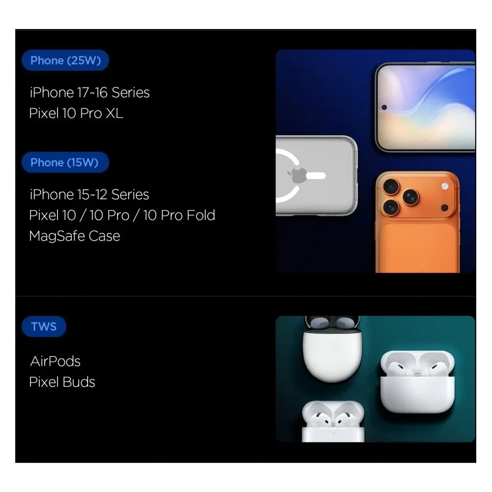 Ładowarka indukcyjna Spigen Essential EF302MOQ Qi 2.2 2in1 Magnetic MagSafe Wireless Charger Black