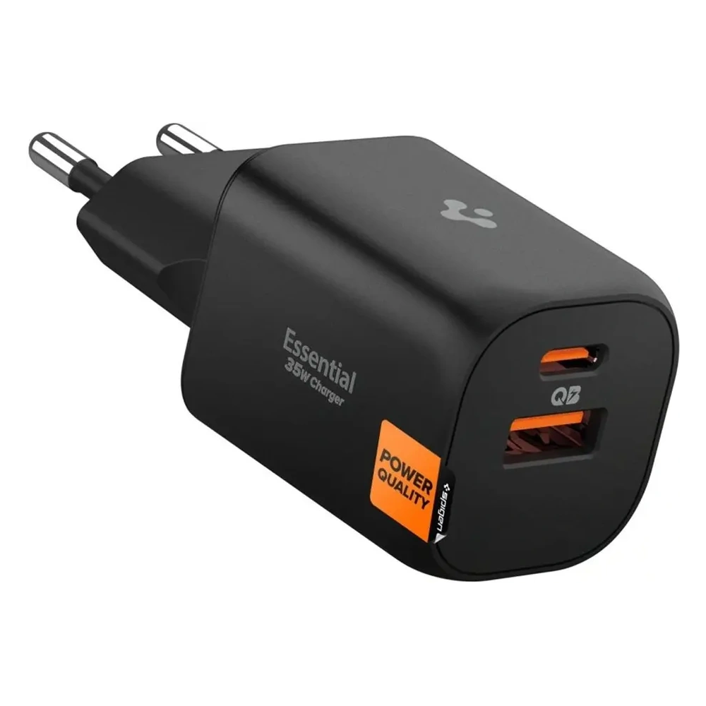 Ładowarka sieciowa Spigen Essential EE352EU USB-A, USB-C Network Charger 35W Black