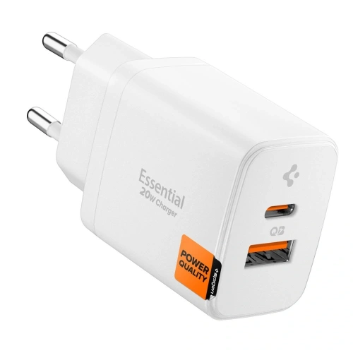 Ładowarka sieciowa Spigen Essential EE202EU USB-A, USB-C Network Charger 20W White