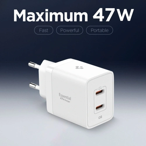 Ładowarka sieciowa Spigen Essential EE472EU 2xUSB-C Network Charger 47W White