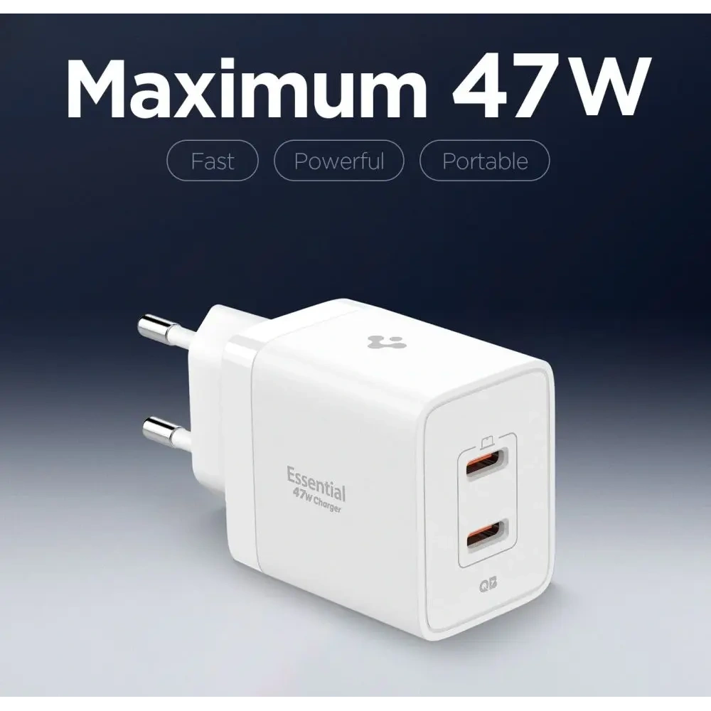 Ładowarka sieciowa Spigen Essential EE472EU 2xUSB-C Network Charger 47W White