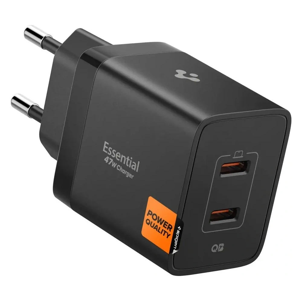 Ładowarka sieciowa Spigen Essential EE472EU 2xUSB-C Network Charger 47W Black