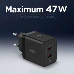 Ładowarka sieciowa Spigen Essential EE472EU 2xUSB-C Network Charger 47W Black