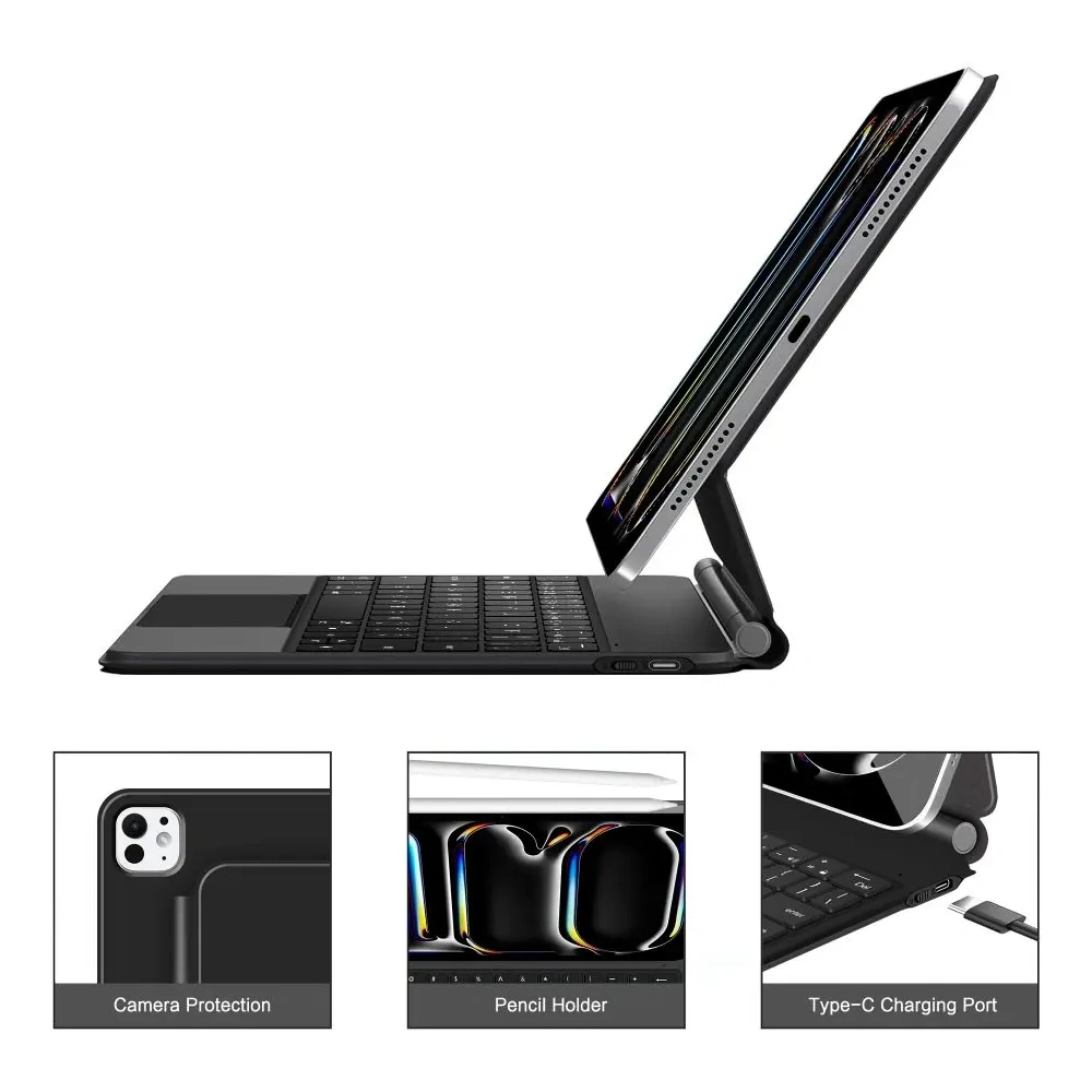 Etui z klawiaturą Tech-Protect SmartCase Magnetic + Keyboard do Apple iPad Pro 11” 2024/2025 Black