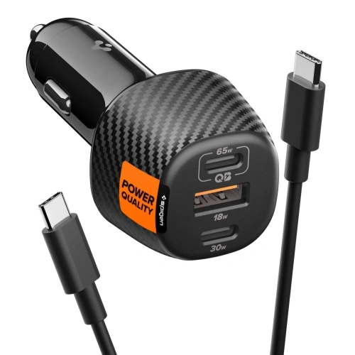 Ładowarka samochodowa Spigen Essential EV1133 USB-A 18W, USB-C 30W, USB-C 65W Car Charger 113W Black