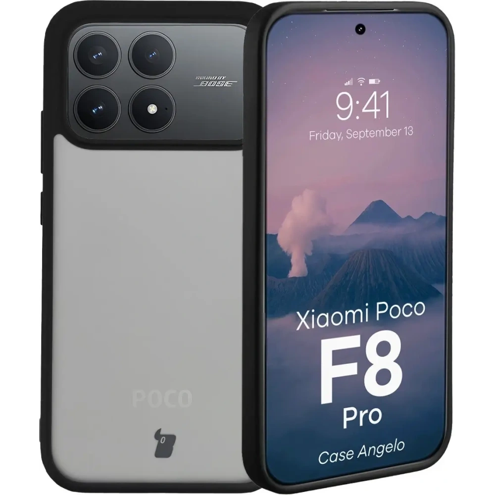 Etui Bizon Case Angelo do Xiaomi POCO F8 Pro przydymione z czarną ramką