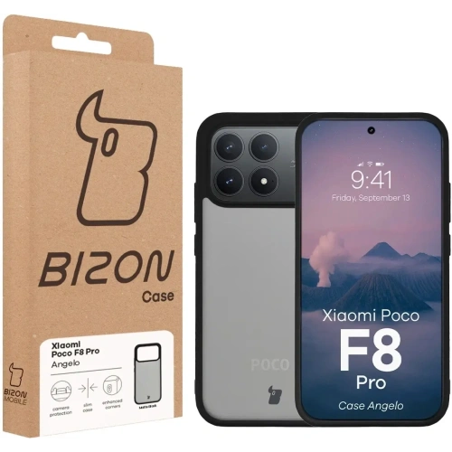 Etui Bizon Case Angelo do Xiaomi POCO F8 Pro przydymione z czarną ramką