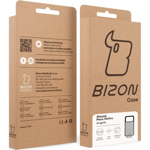 Etui Bizon Case Angelo do Xiaomi POCO F8 Pro przydymione z czarną ramką