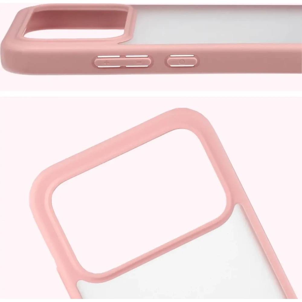 Etui Bizon Case Angelo do Xiaomi POCO F8 Pro półprzezroczyste z jasnoróżową ramką