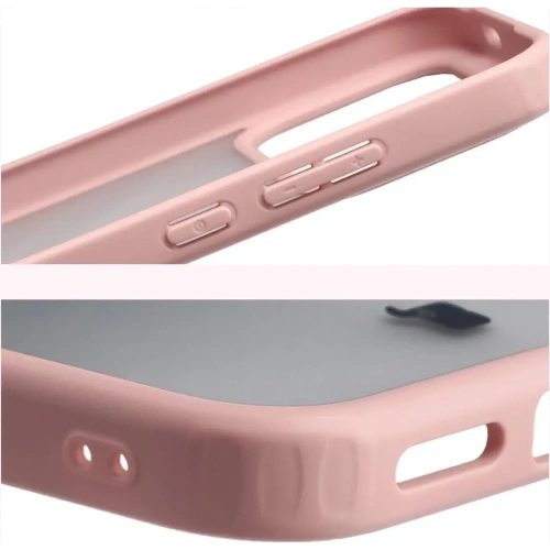 Etui Bizon Case Angelo do Xiaomi POCO F8 Pro półprzezroczyste z jasnoróżową ramką