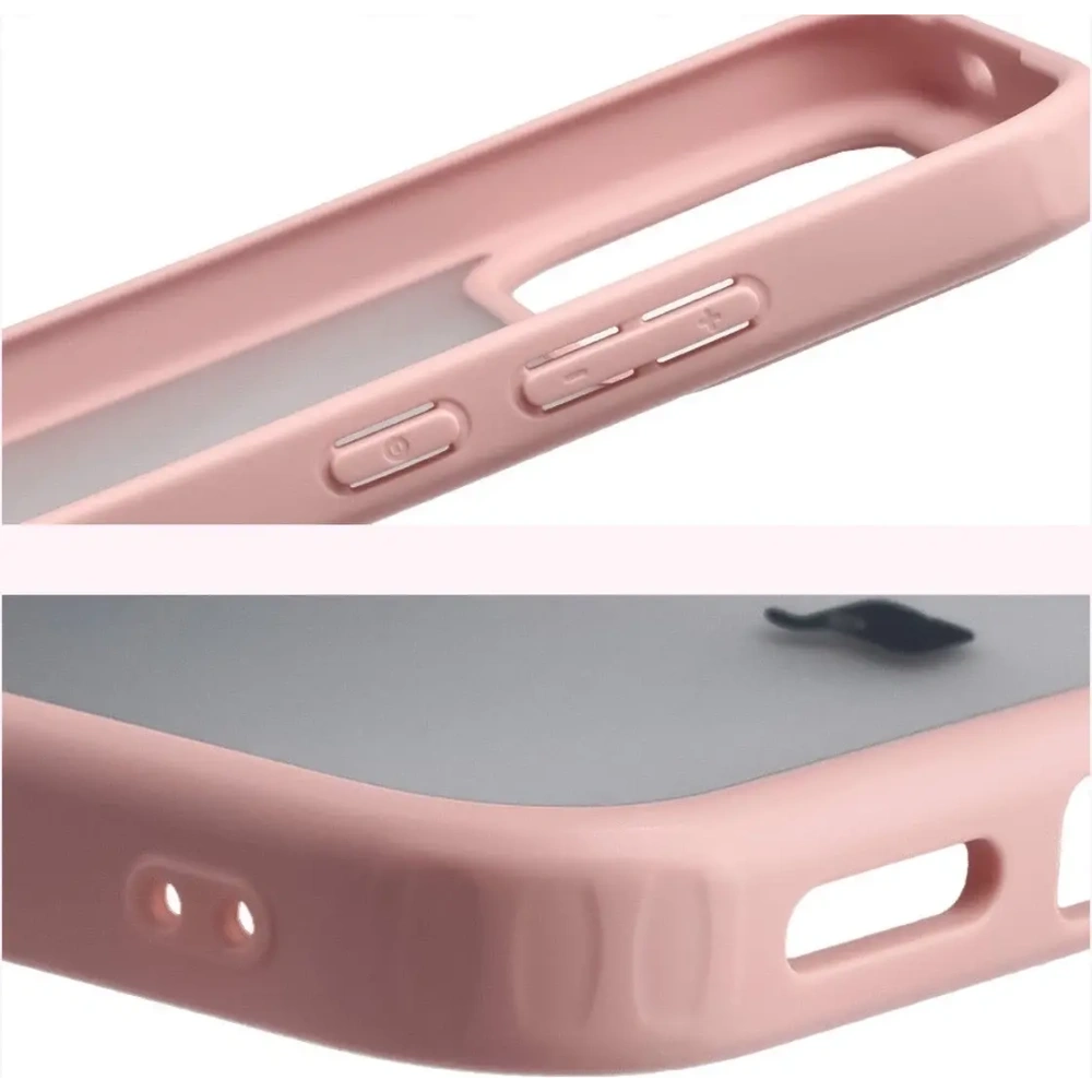 Etui Bizon Case Angelo do Xiaomi POCO F8 Pro półprzezroczyste z jasnoróżową ramką