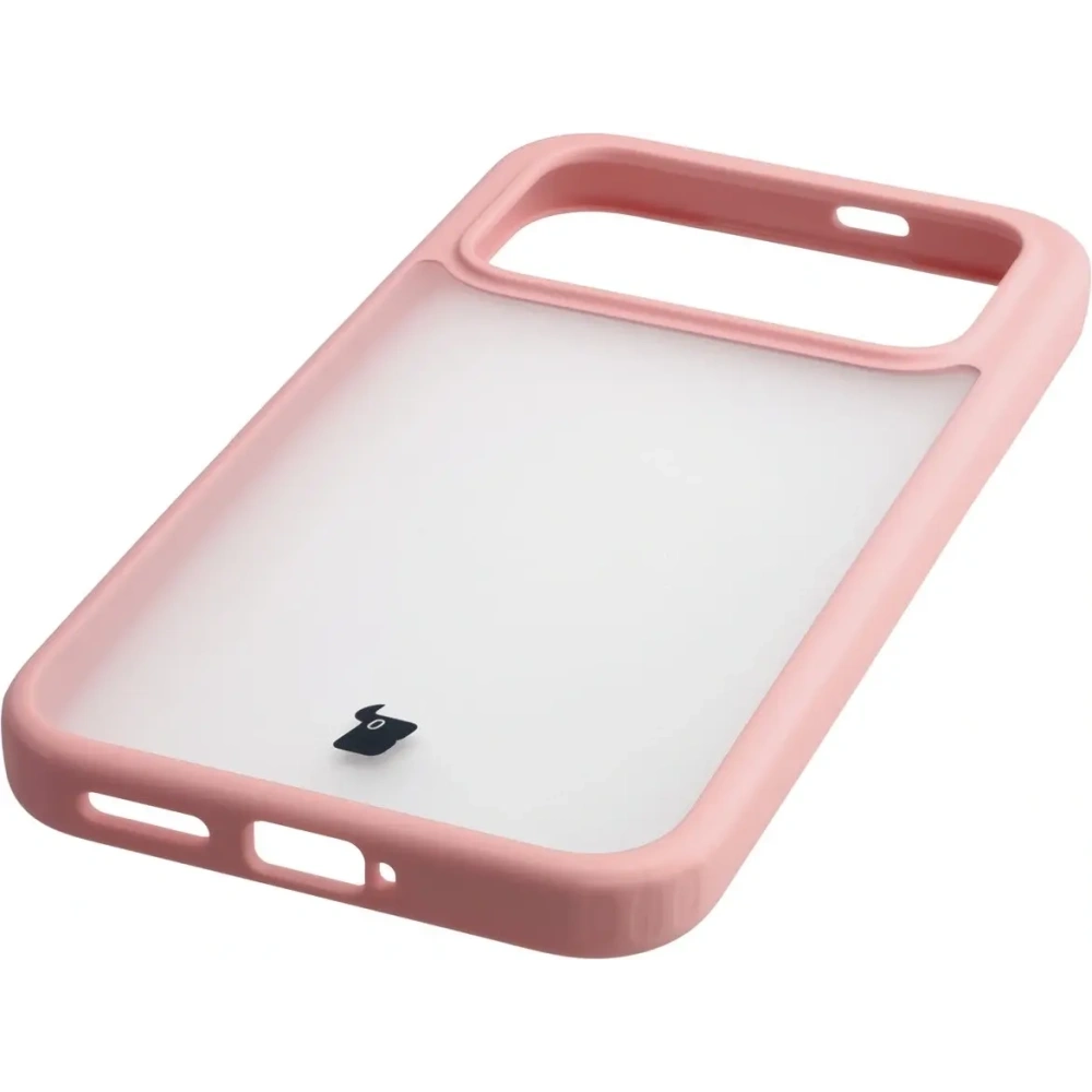 Etui Bizon Case Angelo do Xiaomi POCO F8 Pro półprzezroczyste z jasnoróżową ramką