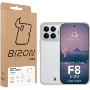 Etui Bizon Case Angelo do Xiaomi POCO F8 Ultra półprzezroczyste z beżową ramką