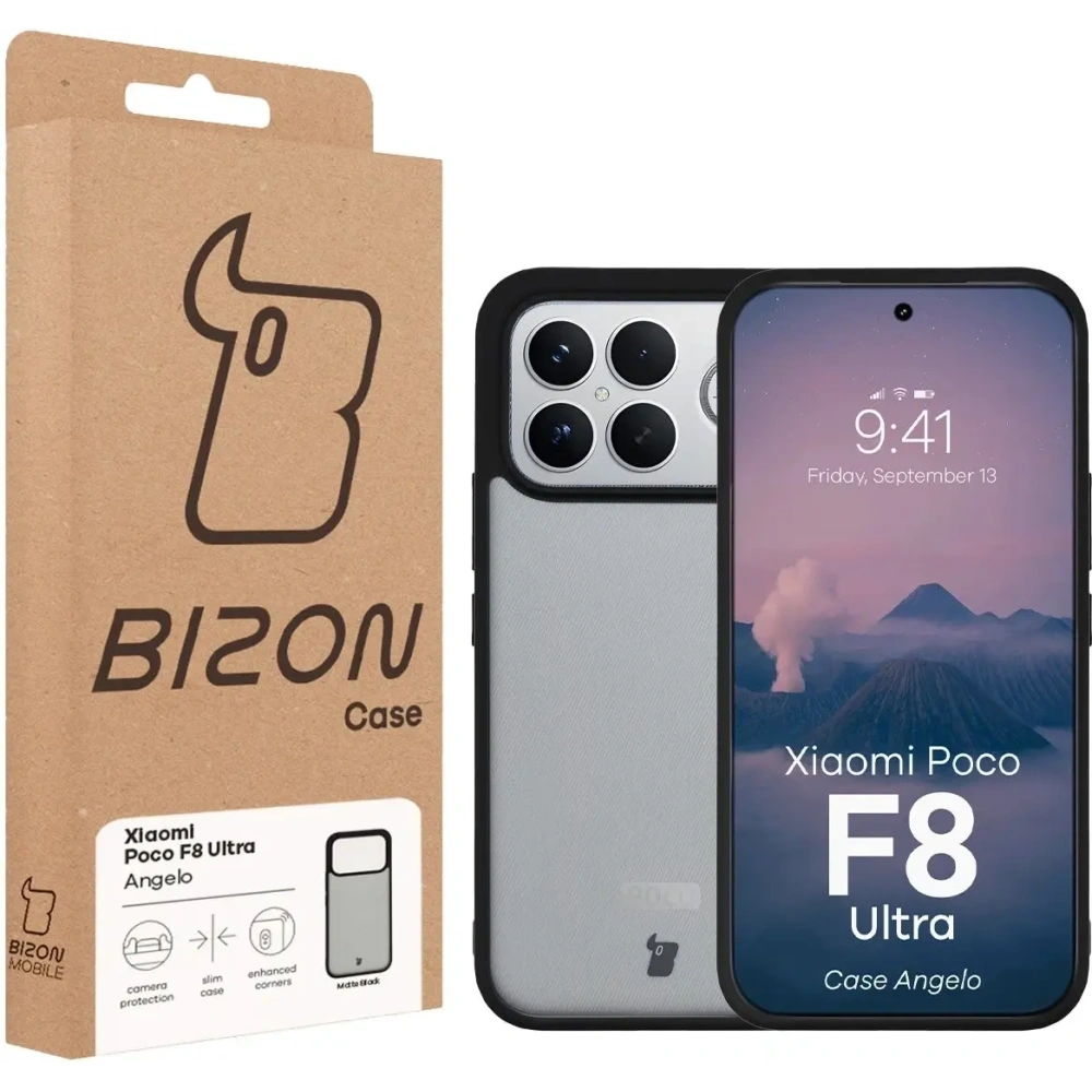 Etui Bizon Case Angelo do Xiaomi POCO F8 Ultra przydymione z czarną ramką