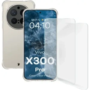 Elastyczne etui + 2x folia na ekran Bizon Case Clear Pack do Vivo X300 Pro