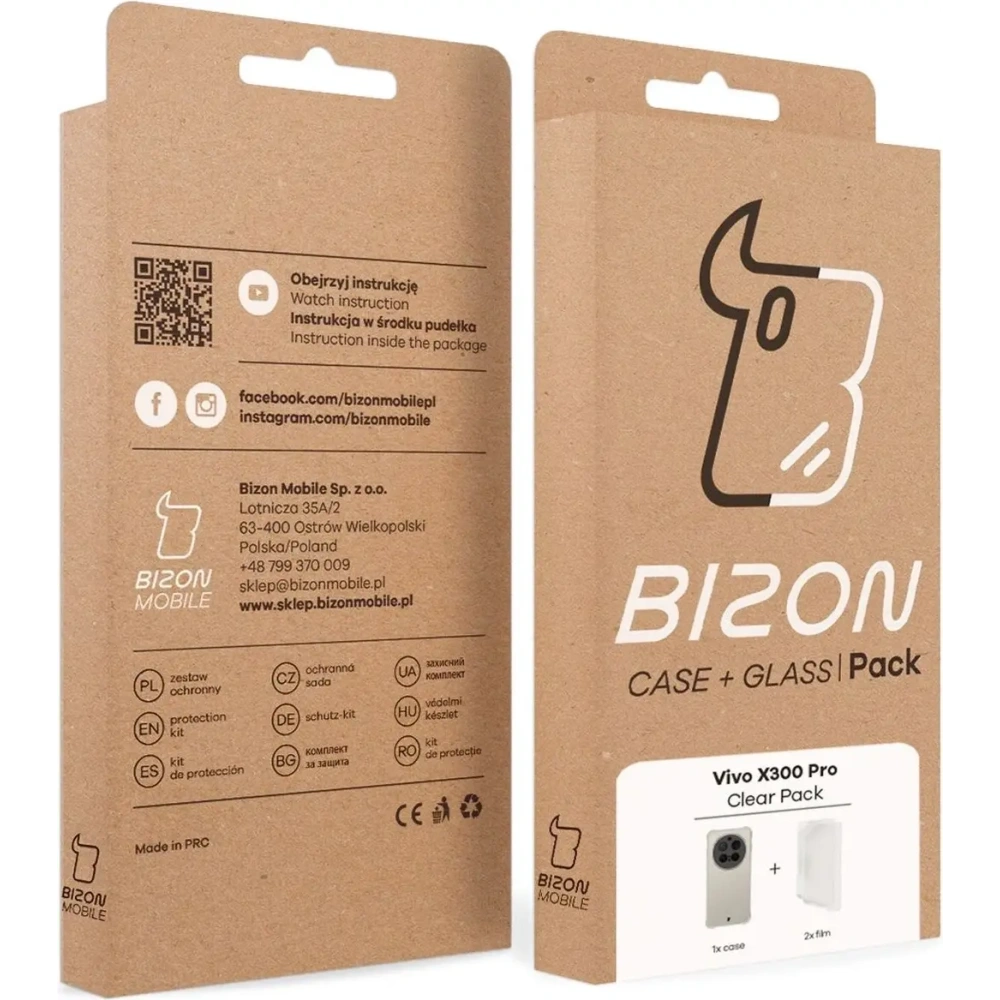 Elastyczne etui + 2x folia na ekran Bizon Case Clear Pack do Vivo X300 Pro