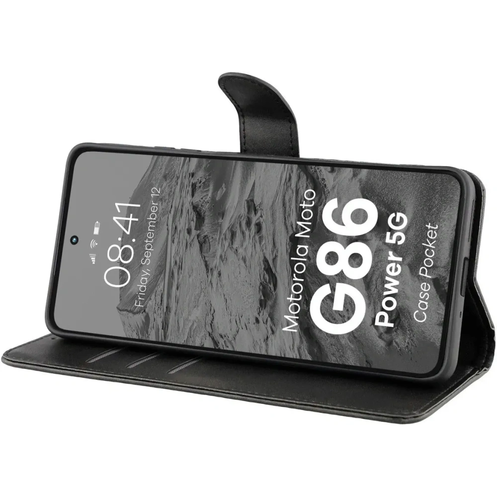 Etui z klapką Bizon Case Pocket do Motorola Moto G86 Power 5G czarne