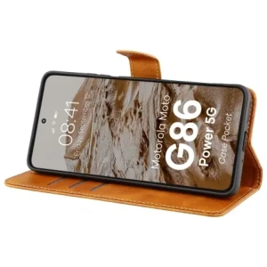 Etui z klapką Bizon Case Pocket do Motorola Moto G86 Power 5G brązowe