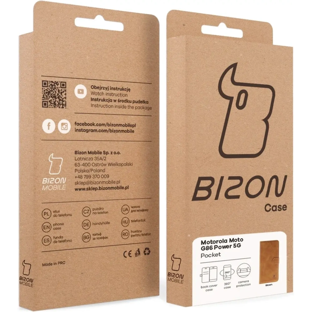 Etui z klapką Bizon Case Pocket do Motorola Moto G86 Power 5G brązowe