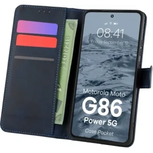 Etui z klapką Bizon Case Pocket do Motorola Moto G86 Power 5G granatowe