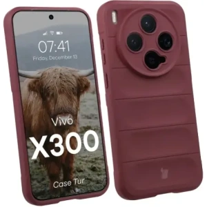 Pancerne etui Bizon Case Tur do Vivo X300 burgundowe