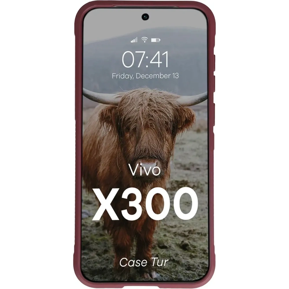 Pancerne etui Bizon Case Tur do Vivo X300 burgundowe