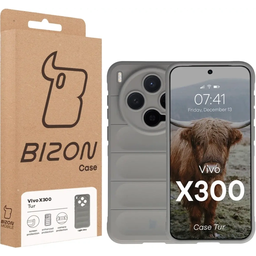 Pancerne etui Bizon Case Tur do Vivo X300 jasnoszare