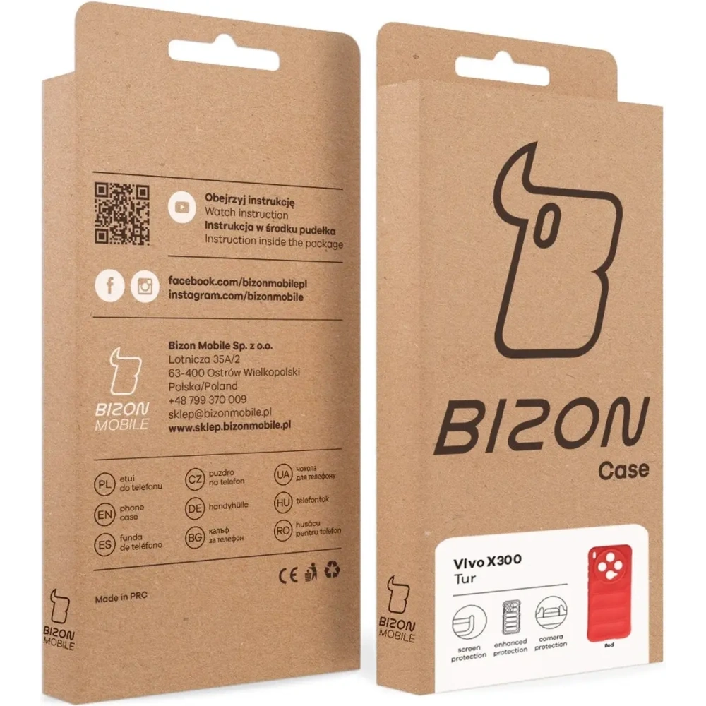 Pancerne etui Bizon Case Tur do Vivo X300 czerwone