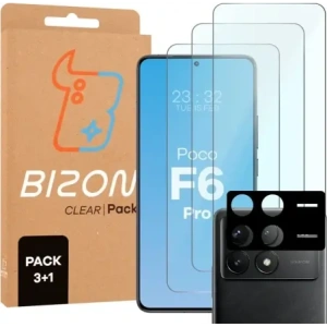 3x Szkło hartowane + szybka na aparat Bizon Glass Clear Pack do Xiaomi POCO F6 Pro